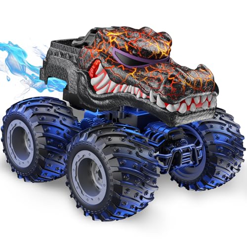 AUUGUU Remote Control Car, 2.4GHz Monster Trucks Toys with Light Spray, Birthday Gift for Kids 3 4 5 6 7 8, All Terrain RC Cars, Toddler Toys for Boys Girls 3+ Year Old (Crocodile) - style: Crocodile