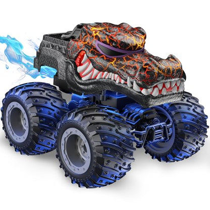AUUGUU Remote Control Car, 2.4GHz Monster Trucks Toys with Light Spray, Birthday Gift for Kids 3 4 5 6 7 8, All Terrain RC Cars, Toddler Toys for Boys Girls 3+ Year Old (Crocodile) - style: Crocodile