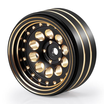 Brass 1.3" RC Beadlock Wheel Rims for 1/18 TRX4M 1/24 AXIAL SCX24 | 4pcs/228g Heavy Weight RC Crawler Car Upgrade Parts - color: Black