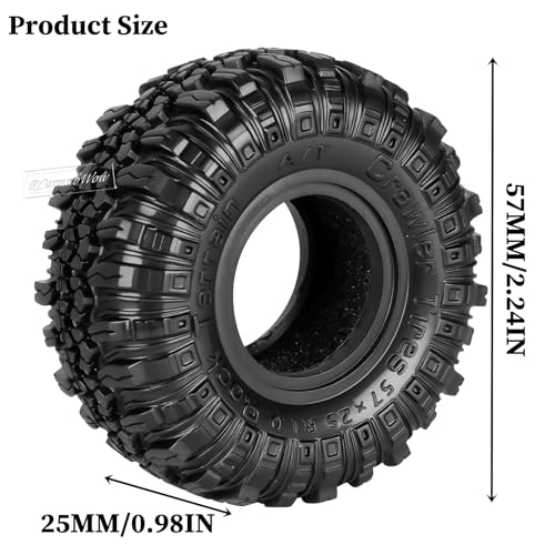 RC 1.0 Beadlock Tires for 1/18 TRX4M / Ascent-18 / SCX24 / FCX24 RC Crawler,1.0 In High Traction High Grip Rubber Tires w/Foam Insert,Style 4 - style: Style4(4pcs)