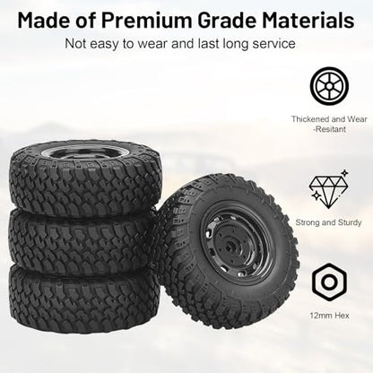 RC Wheels and Tires, daitoku 5mm Hex Off-Road RC Car Tires for MN99S MN98 1/16 WPL C24 B36 JJRC Q60