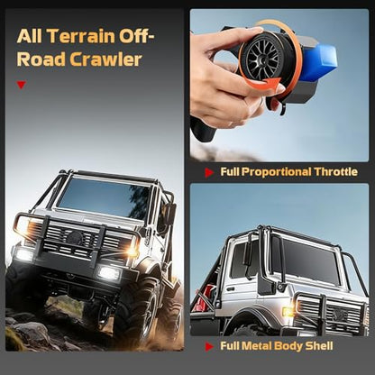 MN-333 1/18 Semi-Truck RC Crawler, Unimog U4000 4WD Full Scale Off Road RC Rock Crawler, 4x4 RC Car RTF Alloy Climing Vehicle for Hobby Gifts - color: Green