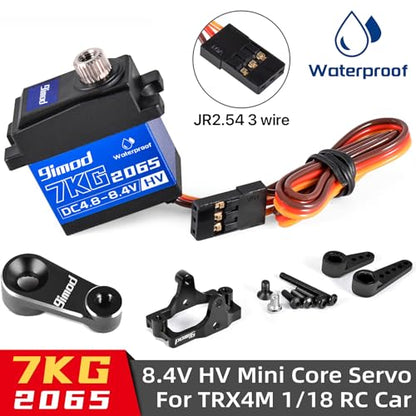 7KG Servo 2065 Micro Servo with Mount and Servo Horn Trx4m Steering Servo Waterproof High Torque Servo for TRX4M 1/18 RC Crawler Upgrade Parts