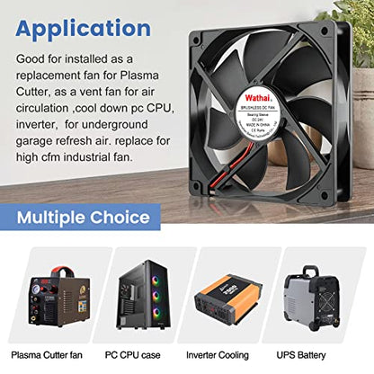 Wathai 120x120x25mm 120mm 24v Case Fan PC Cooling DC Brushless Motor Fan | 24vdc DC fan serves as a silent ventilation booster for cabinet enclosures, amplifiers, and industrial machines - style: 24V 2Pin 2000RPM