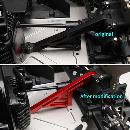 MOHERO Aluminum Alloy RC Rear Chassis Brace for 1/5 LOSI 5IVE-T 2.0 RC Truck Upgrade Part (Red) - color: Red - Rear