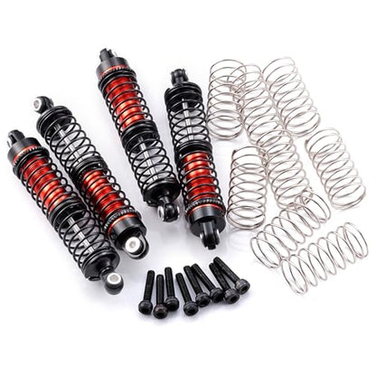 All Metal Shocks Front Rear Oil Shocks Absorber for Tra-xxas 1/18 LaTrax Teton Desert Prerunner Shock Absorber Damper Set 1/18 RC Upgrades Parts Replace Parts 7660 7665(4-Pack) (Red) - color: Red