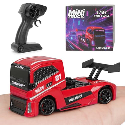 ARRIS 1/87 Micro Desktop RC Drift Car 4WD with Semi-Proportional Control | 12-Step Baked Paint, LED Lights, High Detail Scale Model, Pocket Size Fun - color: Blaze Red