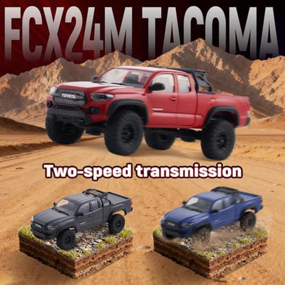 BEEZRC FMS 1/24 RC Crawler FCX24M Tacoma Toyota Official Licensed ABS Hard Body 4WD Off-Road RC Rock Truck,2-Speed Transmission, Hobby Grade Remote Control Car for Adults RTR Grey - color: Grey