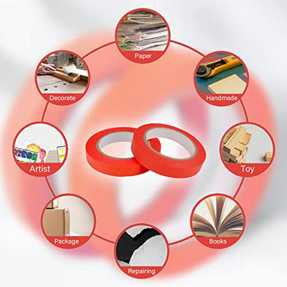 6 Rolls Fine Line Tape 1/16, 1/8, 1/5, 2/5, 1/2, 3/4 Inch x 55 Yard Fineline Masking Tape Painter Adhesive Automotive for DIY Car Auto Paint (Red, Mixed Sizes) - color: Red, size: Mixed Sizes