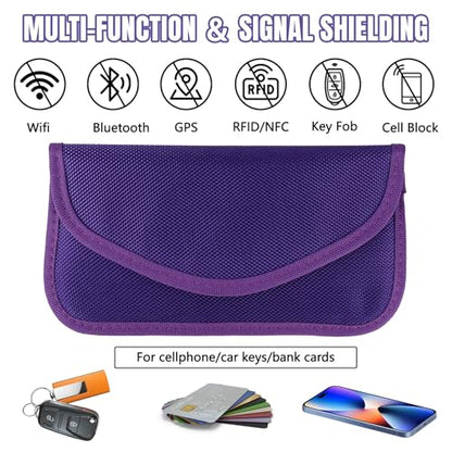 2PCS Faraday Bag for Phones and Car Keys, Keyless Entry RFID Signal Blocking Bag Key Fob Protector, Anti-Theft Faraday Pouch for Cell Phone Privacy Protection, Signal Shielding (Purple) - color: Purple