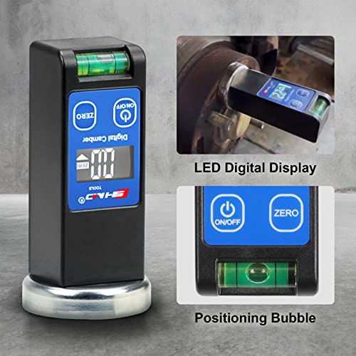 Digital Magnetic Camber Gauge Wheel Alignment Tool | -90°~+90° Precise Read, Digital Display, Bubble Level & Reset Key, Universal for Car SUV RV Truck Auto Maintenance