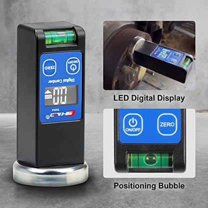 Digital Magnetic Camber Gauge Wheel Alignment Tool | -90°~+90° Precise Read, Digital Display, Bubble Level & Reset Key, Universal for Car SUV RV Truck Auto Maintenance