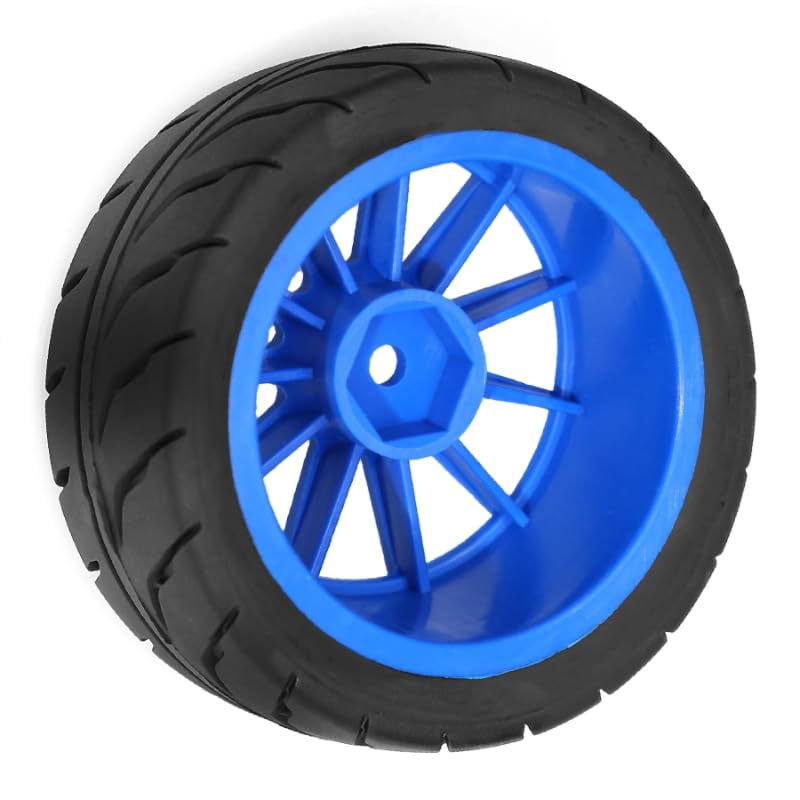 4PCS 68MM 1/10 RC On Road Tyres For 1/10 Scale RC Drift Cars Tamiya TT01 TT02 XV01 TA06 PTG2 HPI KYOSHO FW06 HSP TA06 A959 Traxxas W212 /Hex:12mm (Blue) - color: Blue