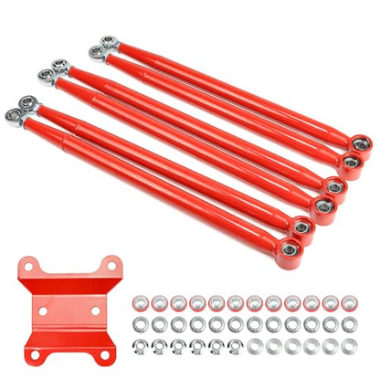 High-Clearance Rear Radius Rods for 2017–2023 Can-Am 64" Maverick X3/ X3 Turbo/Turbo R/RR/MAX, Heavy Duty Steel Straight Arms for Improved Ground Clearance & Stability, Set of 6, Red - size: For 64" Can-Am, style: Rear