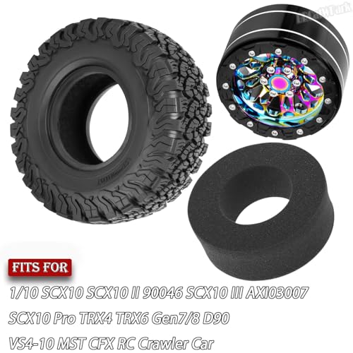 RC 2.2 in Wheel Tires for 1/10 SCX10 SCX10 II 90046 SCX10 III AXI03007 SCX10 Pro TRX4 TRX6 Gen7 Gen8 D90 VS4-10 MST CFX RC Crawler Car,BRCatWPark Aluminum RC 2.2 Wheel,Colorful
