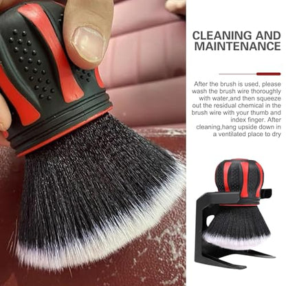 Car Detailing Brush, Ball-Shaped Cleaning Brush with Ultra Soft Dense Bristles, Non-Slip Handle and Storage Rack Design, Universal Multi-Purpose Gap Cleaner for Car Home Office (Red) - color: Red