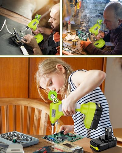 Taingwei Cordless Soldering Iron Kit for Ryobi 18v Battery,75W LED Digital Solder Iron Soldering Gun with 5pcs Tips,50g 0.04” Solder Wire for any Hobby Enthusiast (Battery not included) - style: For Ryobi Battery
