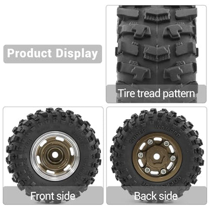1.0" Beadlock Aluminum Wheels and 51mm Soft Rubber Tires | for SCX24, TRX4M, Ascent 18, FCX24, 1/18 1/24 RC Crawler, 7mm Hex, 0mm Offset, with Foam Inserts, (Bronze 105) - color: Bronze 105