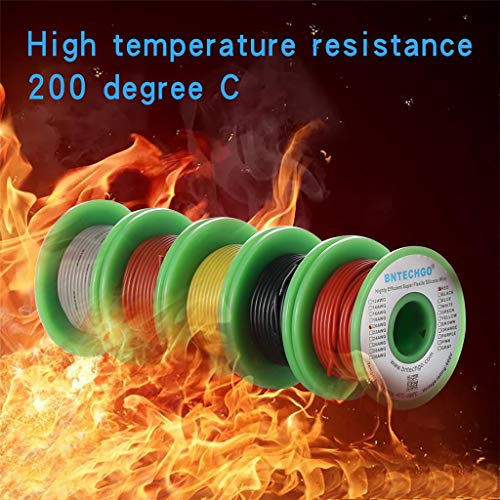 BNTECHGO 20 AWG Silicone Wire Kit Red Black Yellow Brown and Gray Each 30ft | 20 Gauge Stranded Tinned Copper Wire Silicone Rubber Insulation For RC, Drone, Robot, Battery, EV Charger, 3D Printer, DIY
