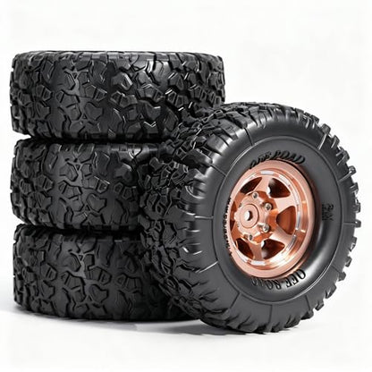 1.3” Aluminum Beadlock Wheels & Mud Terrain Tires Set for 1/18 1/24, -6.0mm Offset RC Crawler Car Fits TRX4M, Axial SCX24 AX24, Redcat Ascent-18, FCX24, 66 x 26mm, Pre-Assembled 4 pcs Copper - color: Copper