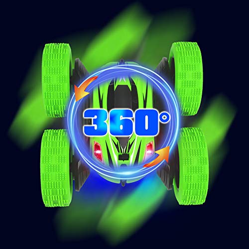 Lumiparty 2PACK RC Stunt Car Remote Control Car for Kids, 2.4Ghz High Speed Rock Crawler Vehicle,360 Rotating 4WD Off Road Double Sided Rotating Tumbling Rc Car with 4 Rechargeable Battery.