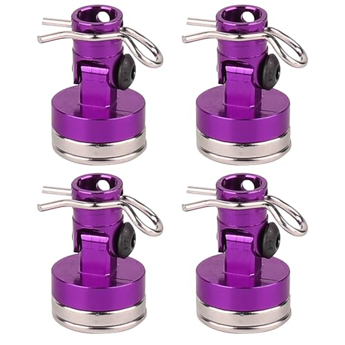 4PCS RC Magnetic Body Post with Clips,Alloy Magnetic Stealth Invisible Body Shell Mount Column Compatible with HSP Redcat Himoto Traxxas SCX10 4WD 1/10 RC Car (Purple) - color: Purple