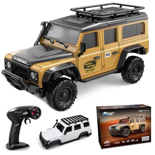 1:43 Scale RC Crawler, HB-R43 Mini 4WD Off-Road RC Car RTR for Adults Hobby Gifts Toys (Yellow) - color: Yellow
