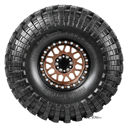 RC 2.2" Beadlock Wheels Tires Set（4PCS for 1/10 SCX10 I II 90046 AXI03007 TRX4 TRX6 VS4-10 D90 Gen7 Gen8 MST CFX RC Crawler Car,2.2 Beadlock Wheels and Tires,Aluminium Wheel Rims,Bronze - color: Bronze -(Rc Wheels Tires)