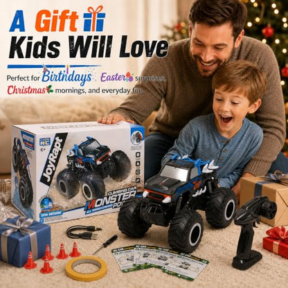 JoyRapt 1:16 Amphibious Monster Truck Toys, All Terrain RC Cars for Kids | 2.4GHz 4WD Off-road waterproof RC cars 360 Degree Spins, with 8 DIY challenge cards, Gifts for Boys Girls Ages 6-12