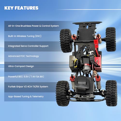 Furitek NanoModo 2026 Control System (ESC + Brushless Motor + Servo Controller + Gripor V2 TX/RX)) for REDCAT ASCENT-32 - Remote Control Car, RC Crawler Electronics Combo Upgrades (FUR-2742)