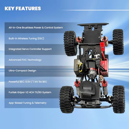 Furitek NanoModo 2026 Control System (ESC + Brushless Motor + Servo Controller + Gripor V2 TX/RX)) for REDCAT ASCENT-32 - Remote Control Car, RC Crawler Electronics Combo Upgrades (FUR-2742)