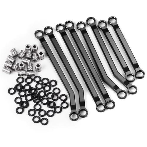 8Pcs High Clearance Chassis Linkage Kit for 1/18 Redcat Ascent | Aluminum Steering Link Set,RC Upgrade Parts - style: Black