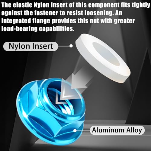 4Pcs M2 Flange Lock Nuts Metric Nylon Inserted Hex Self-Lock Non-Slip Aluminium Self Clinching Nuts for 1/24 RC Car Axial SCX24 Furniture DIY Industrial Construction Fasteners - color: Sky Blue, size: 4Pcs