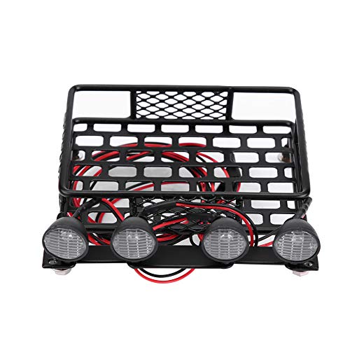 RC Car Roof Rack,Small Size Roof Rack Luggage Carrier with LED Light Round for Axial SCX10 1/10 RC Car