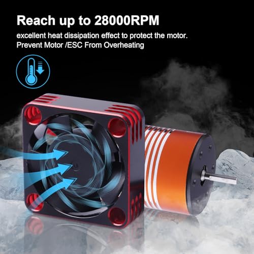 RC Motor Fan 30mm x 30mm Heatsink ESC Cooling Fan for 1/8 1/10 1/12 RC Car 540 550 Brushless Motor (Black-Red) - color: Black-Red