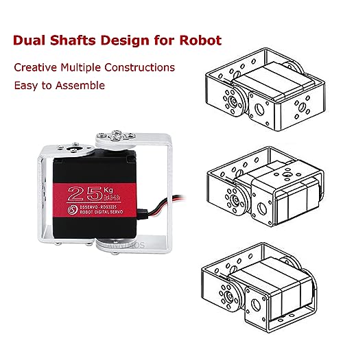 25KG Robot Servo Motor High Torque Full Metal Gear Digital Steering Servos with Mount Brackets - size: 25kg