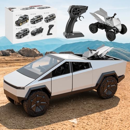 Alloy Remote Control Car 1:24 Scale 2.4GHz All Terrain with Lights & Sounds Toy for Kids (Rc Truck) (graw) - color: Gray