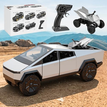 Alloy Remote Control Car 1:24 Scale 2.4GHz All Terrain with Lights & Sounds Toy for Kids (Rc Truck) (graw) - color: Gray