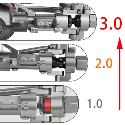 Front Rear Complete Axle Set with 3.0 Version Axle Shaft for Axial SCX10 RC4WD D90 1/10 RC Crawler Upgrade Parts (Gray) - color: Gray