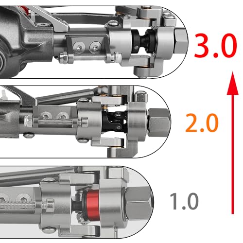 Front Rear Complete Axle Set with 3.0 Version Axle Shaft for Axial SCX10 RC4WD D90 1/10 RC Crawler Upgrade Parts (Gray)