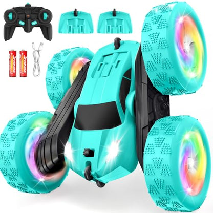 Remote Control Car, Stunt RC Cars, 2.4GHz Double Sided 360° Flips RC Crawler, Outdoor Toys for Kids Ages 4-8, Upgraded USB-C Modular Battery, 5 6 7 8 9 10 +Year Old Boys Birthday Gifts MintGreen - color: Mintgreen