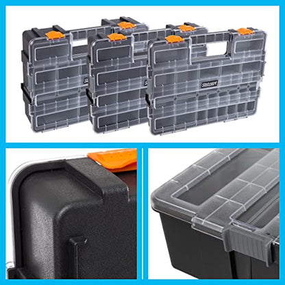 Stalwart Tool Box Organizer - 3-in-1 Portable Small Parts Organizer, Gray
