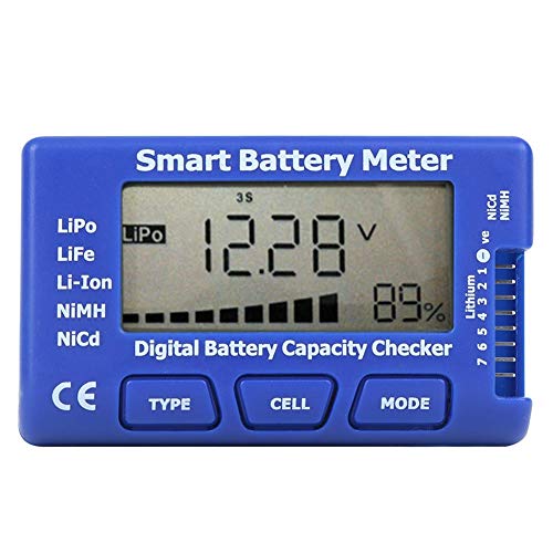 Digital Battery Meter with LCD Backlit Display 5 in 1 Smart Digital Battery Capacity Checker for LiPo/Life/Li ion/NiMH/Nicd