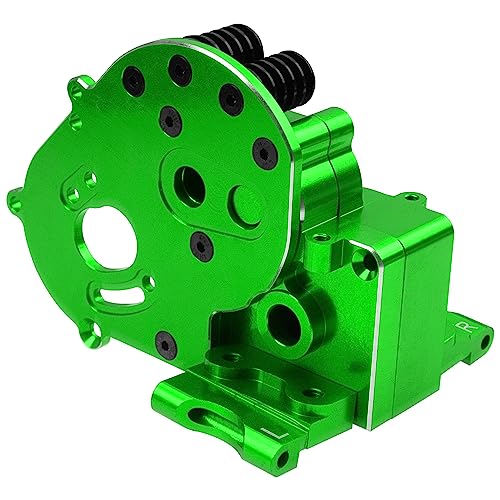 Aluminum Transmission Case Gearbox Housing Cover w/Motor Plate Compatible with 1/10 Traxxas Slash 2WD Rustler Stampede Bandit 2WD RC Car Replace 3691 (Green) - color: Green