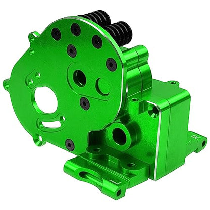 Aluminum Transmission Case Gearbox Housing Cover w/Motor Plate Compatible with 1/10 Traxxas Slash 2WD Rustler Stampede Bandit 2WD RC Car Replace 3691 (Green) - color: Green
