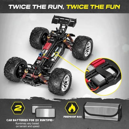 4x4 RC Cars for Adults 48kmh High-Speed - 1:12 Scale Large Waterproof Remote Control Truck, Offroad Electric Monster Car, 2 Batteries 30+ Min Play, All Terrain