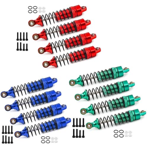 Yiju 4 Pieces Rc Car Shock Absorbers 1/18 Aluminum Alloy Crawler Car Kit Simple Install Suitable for 17665 D90 Model Cars DIY Hobby R, Green