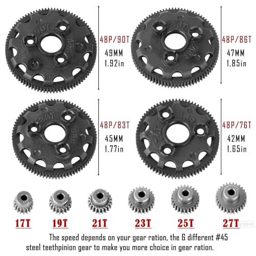 Aluminum Transmission Gearbox w/Gear Upgrades Part for 1/10 Slash 2WD (VXL),Rustler 2WD (VXL),Stampede 2WD (VXL),Bandit 2WD (VXL),Red - color: Red - (Upgrades)