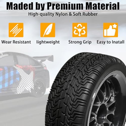 OD 2.65" On Road Rubber Tires Nylon Wheels- 12mm Hex for 1/10 RC Racing Car | Compatible with MJX HSP Tamiya HPI Kyosho Traxxas Sakura Redcat WLtoys 1/10 RC On-Road Racing Touring Car (4pcs, Black) - style: D-Black