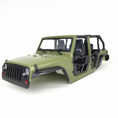 SCX10 1/10 RC Hard Body Shell Kit, 313mm Wheelbase, Steel Tube Half-Door, DIY Unassembled, Fit for Most 1/10 RC Crawlers, Military Green - color: Military Green